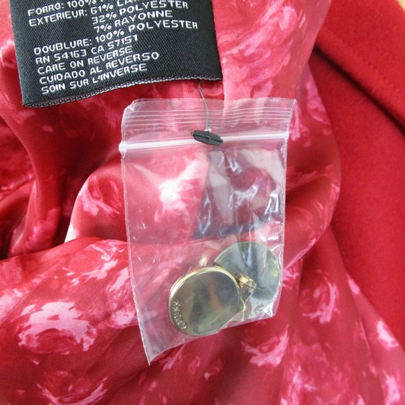 GUESS Los Angeles Plus Size Red Belted Wool Pea Coat Top Coat Size XXL - Picture 14 of 15